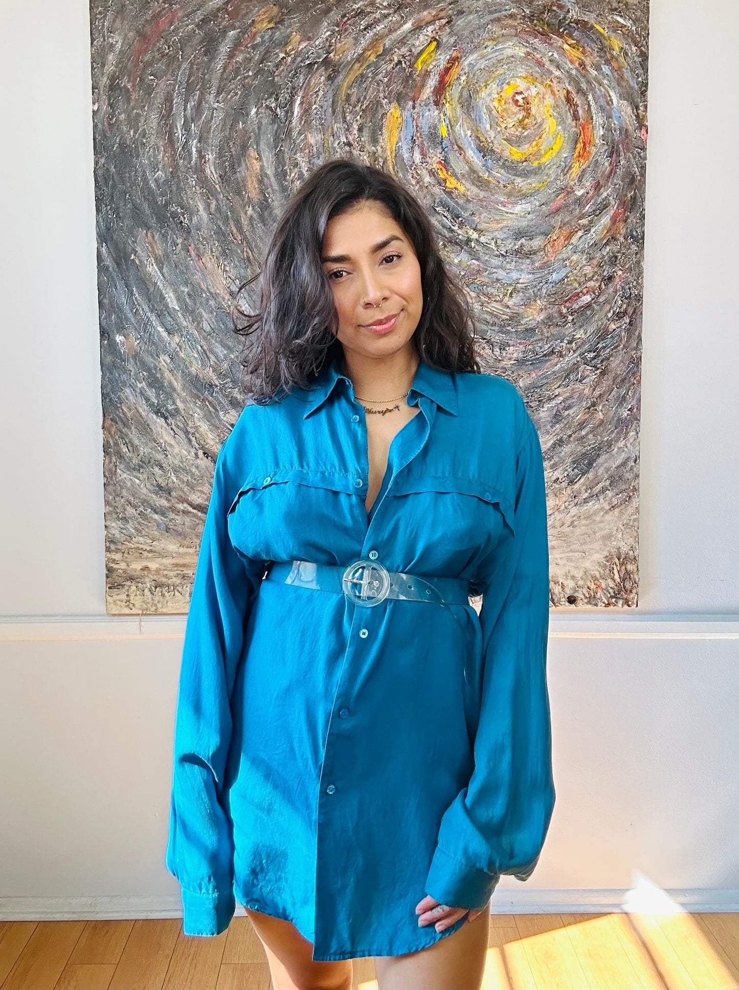 Neiman Marcus Silk Button-Up