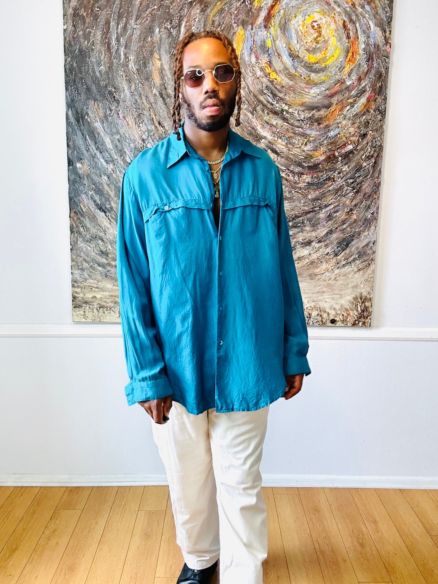 Neiman Marcus Silk Button-Up
