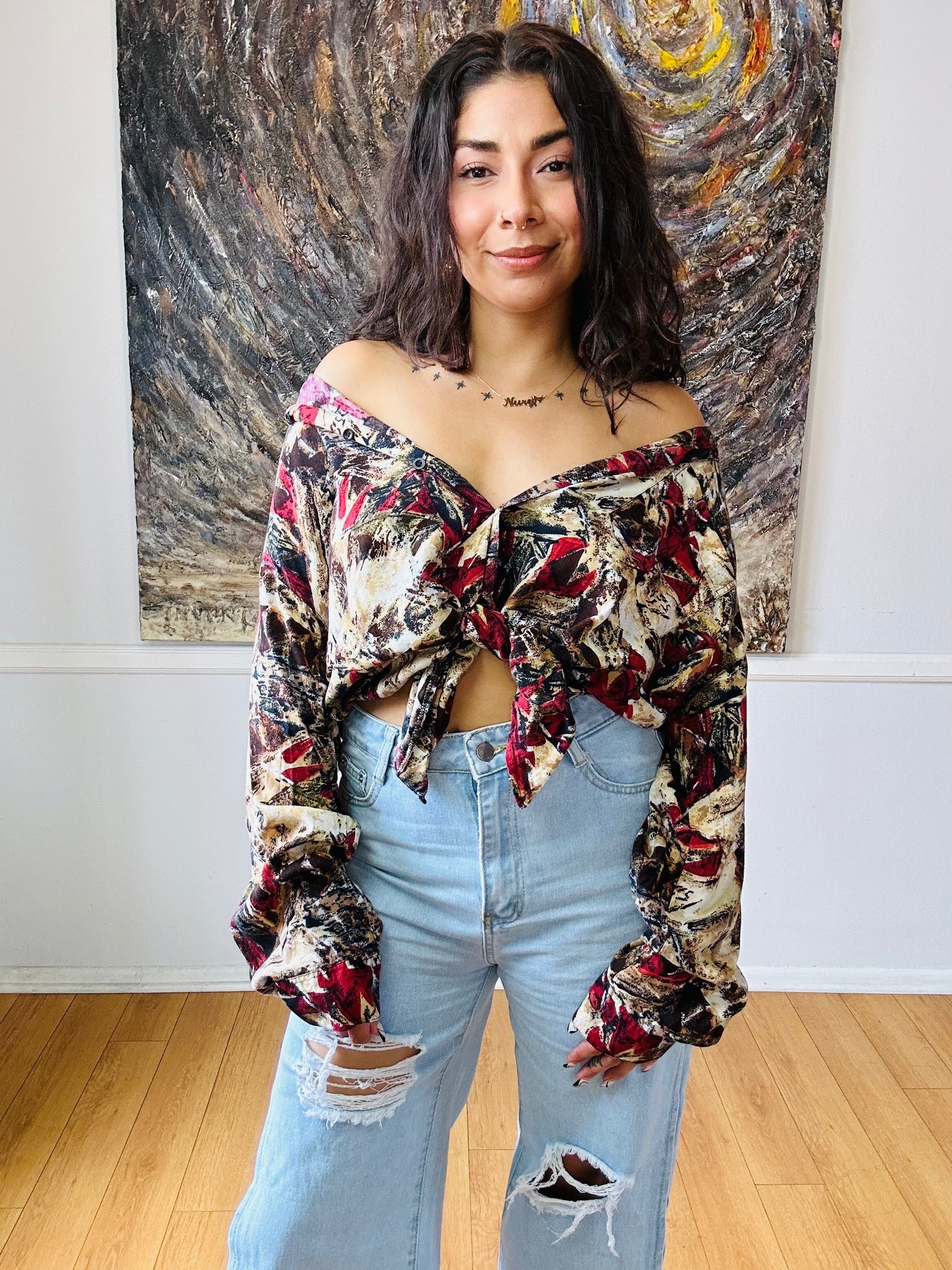 Abstract Pattern Button-Up Vintage Shirt