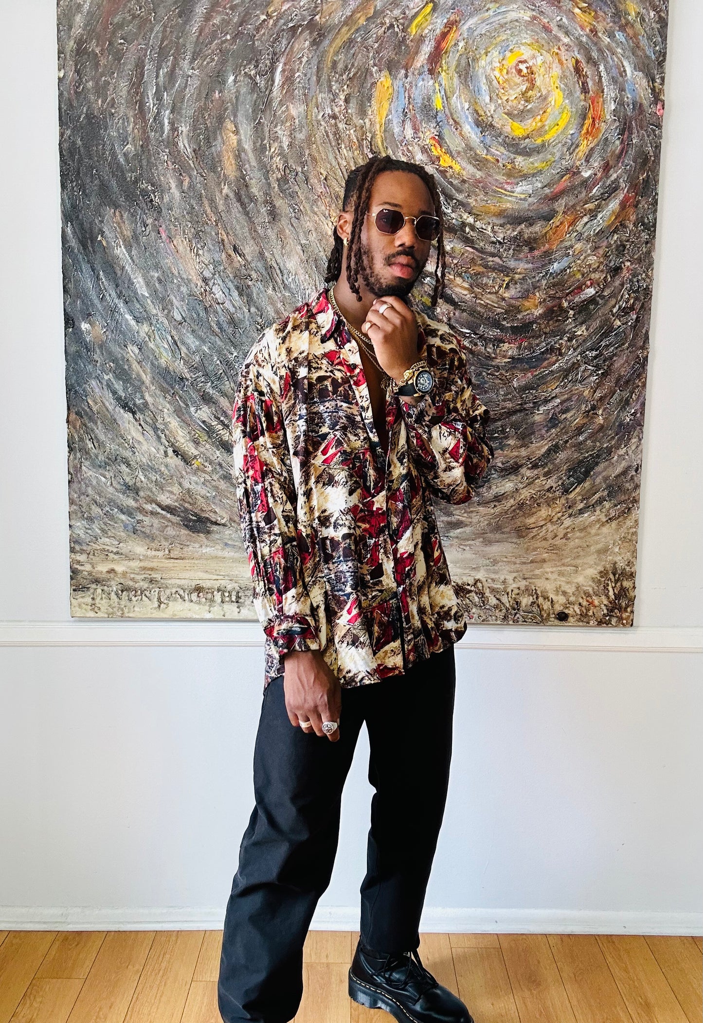 Abstract Pattern Button-Up Vintage Shirt