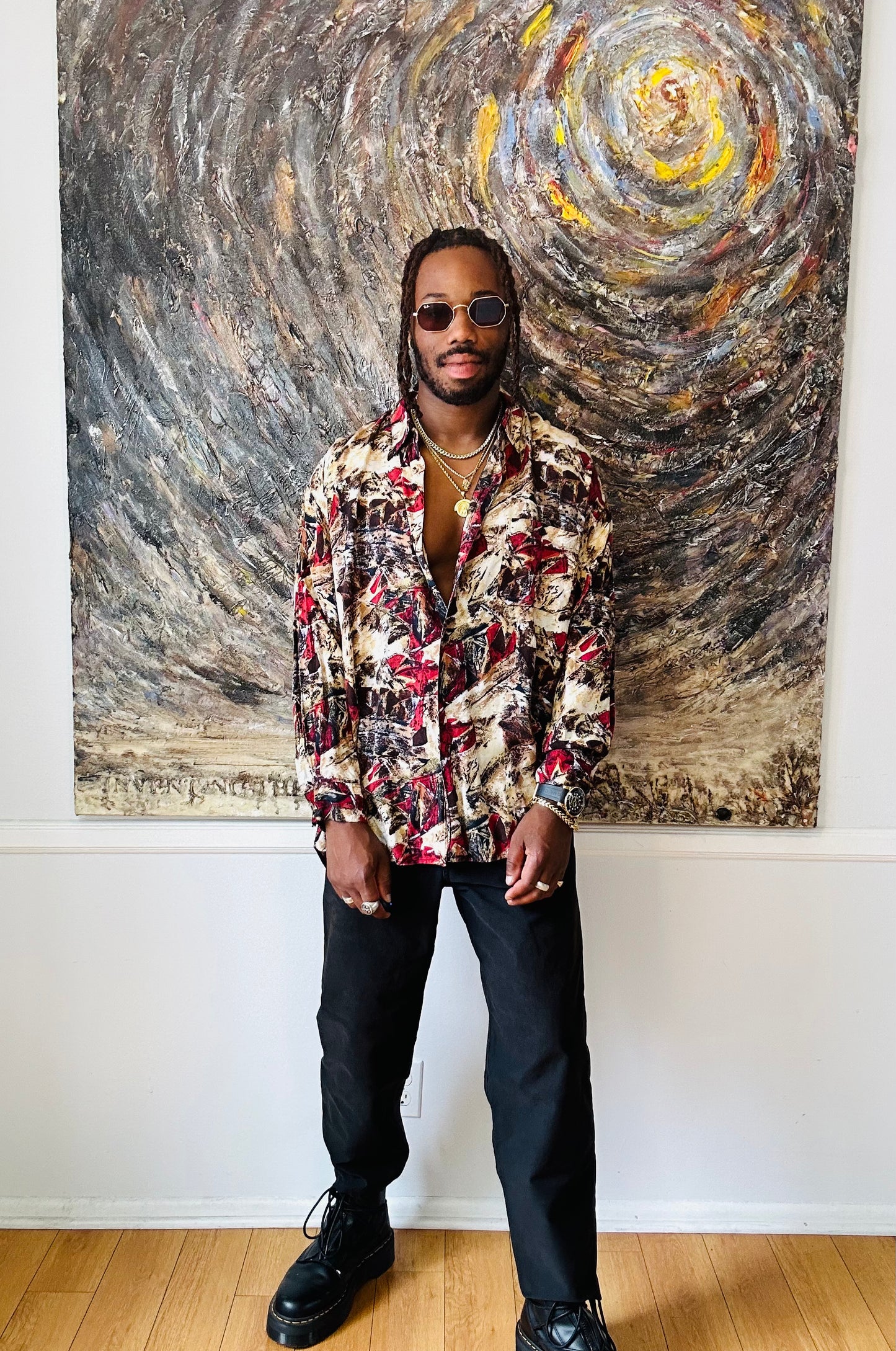 Abstract Pattern Button-Up Vintage Shirt